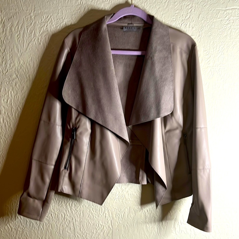 Suede like taupe blazer jacket sz L